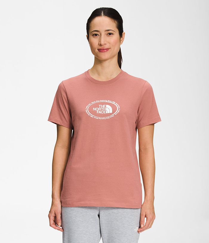 The North Face Short Sleeve Graphic Womens T-Shirts Rose 451029-JTN